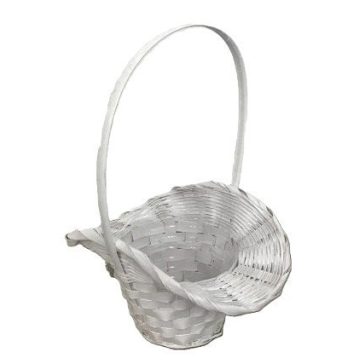 KOSÁR RATTAN BAMBUSZ FLOR.FEHÉR 66-54/W-22X17XH13/30CM 1DB