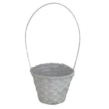 KOSÁR RATTAN BAMBUSZ FLOR.FEHÉR 66-38/W-D13XH9,5/29CM 1DB