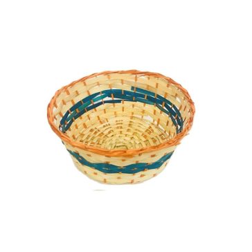   KOSÁR BAMBUSZ KEREK NARANCS KÉK CSÍKKAL 208-70 D21XH9CM 1DB