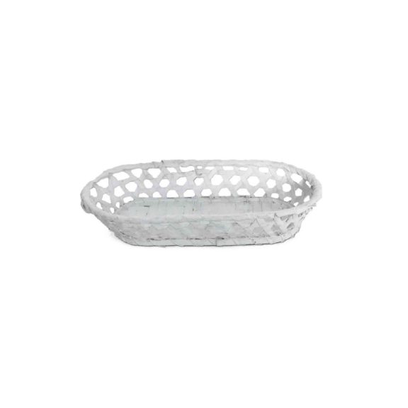 Bambusz Kosár Ovál Fehér 208-02/W - 27*15*H5cm Bambusz Kosár Ovál Fehér 208-02/W - 27*15*H5cm