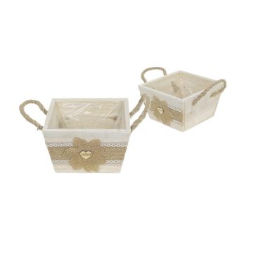   KASPÓ FA KOCKA CSIPKÉS MASNIS 232-W-209/M - 16,5X16,5XH10CM 1DB