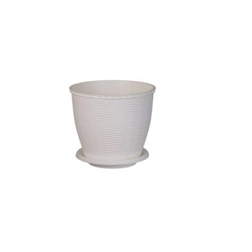 Cserép+Alátét Rattan 2.75 Literes Fehér 