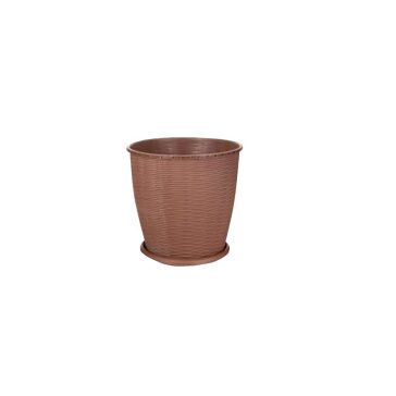 Cserép+Alátét Rattan 2.75 Literes Barna 