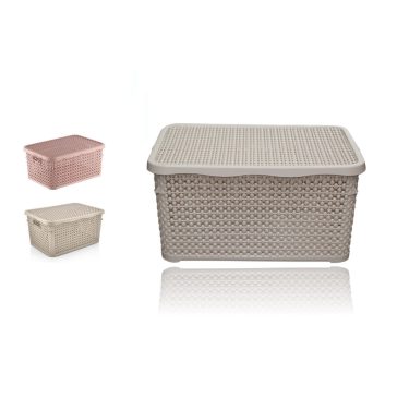 Kosár Szögletes Tetővel Rattan Hatású 10 Literes 
